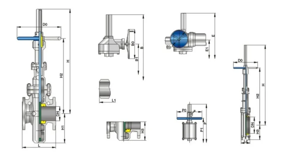 Structure and product views for Electric/gear driven flat gate valve Class150