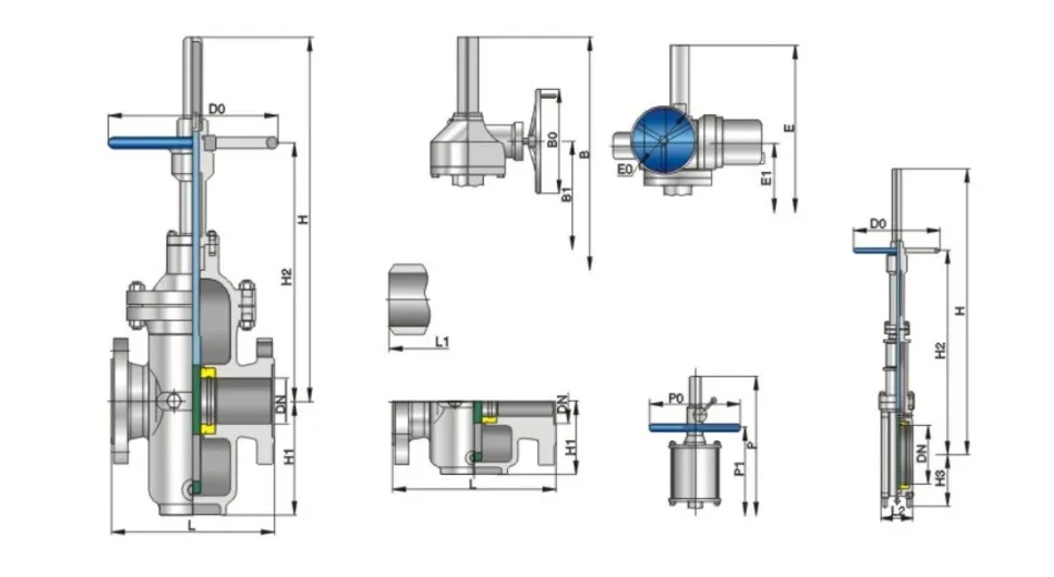 Structure and product views for Electric/gear driven flat gate valve Class900