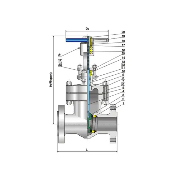 Bolted valve cover, exposed stem, elastic gate Class600