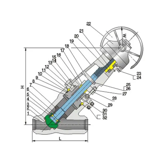 Pressure self sealing Y-shaped globe valve Class900/1500/2500